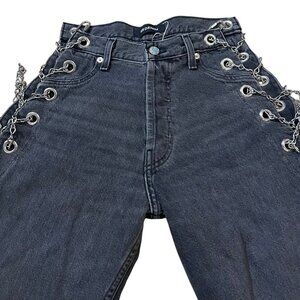 EB Denim Chain Cutout Straight Leg Jeans Color 'Grade School' Grey/Black